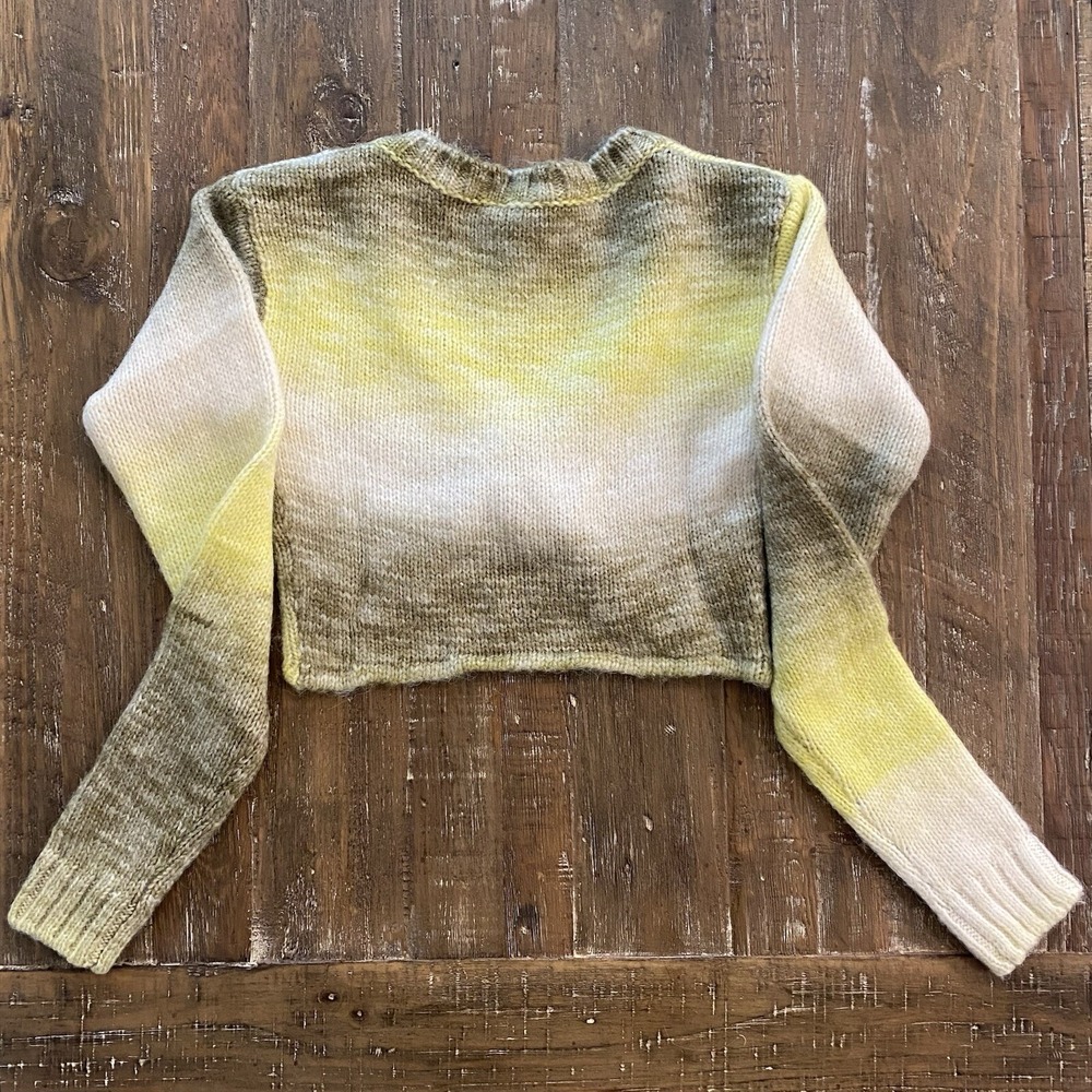 FOR LOVE & LEMONS Sweater Womens S Cropped Twist Sage & Yellow NEW - Picture 8 of 13